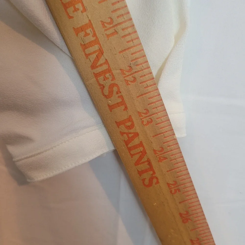 Banana Republic Womens XL Off White Square Neck Puff Shoulder Long Sleeve Blouse